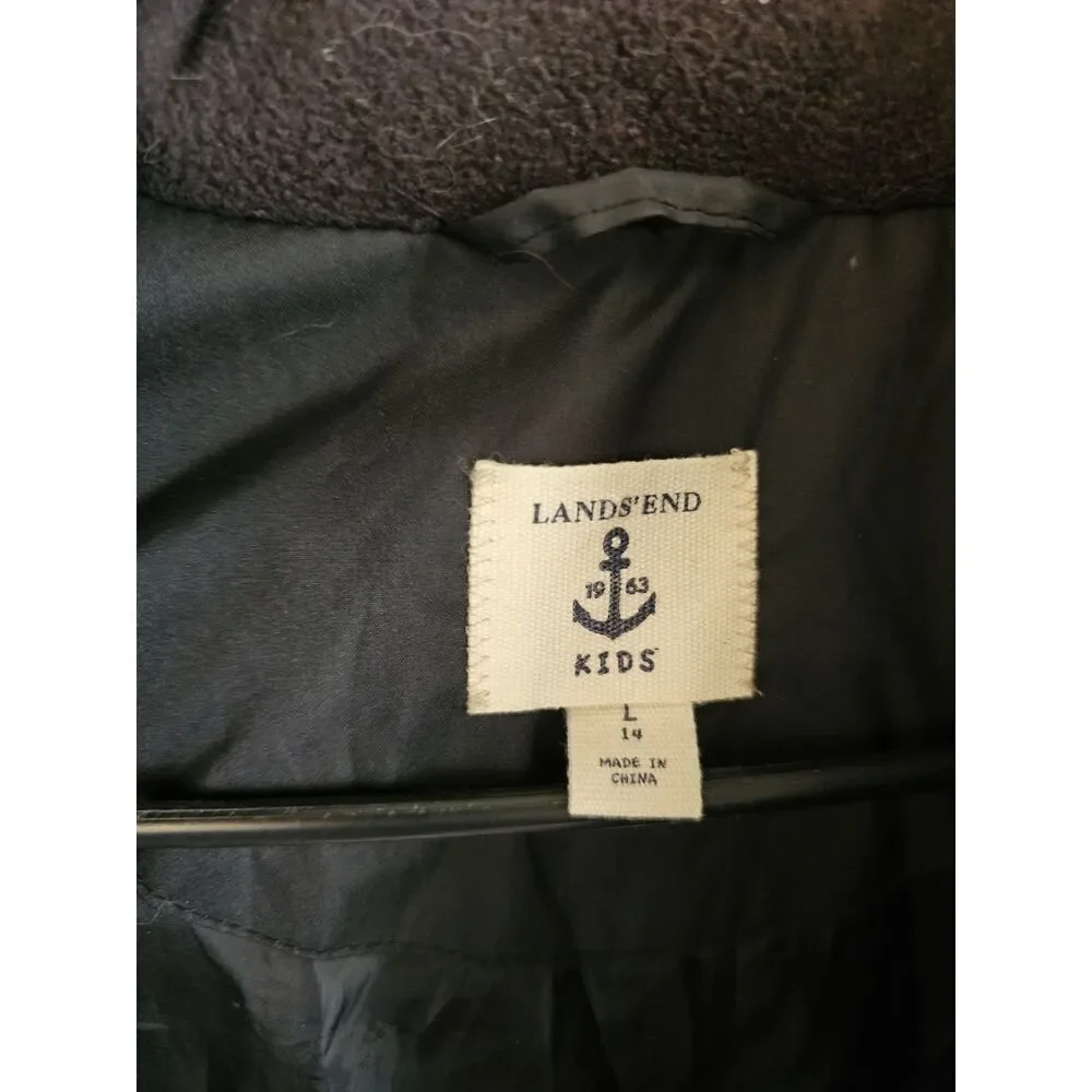 Lands' End Kids Down Filled Puffer Coat Parka Hooded Winter‎ Jacket Large 14
